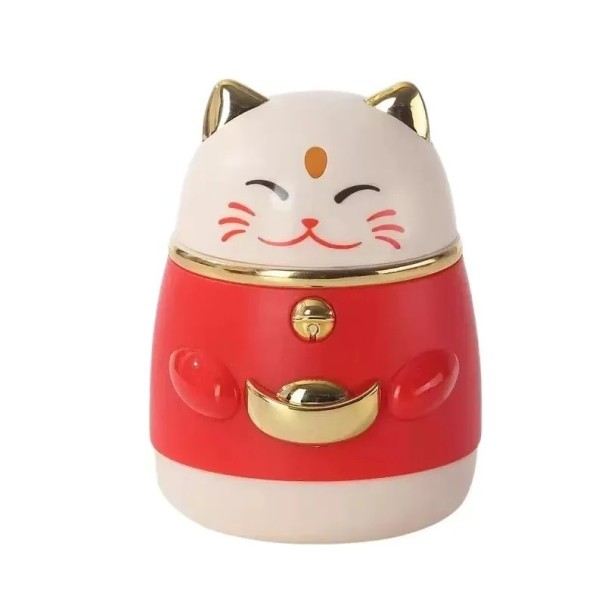 Automatischer Zahnstocherdosierer Katze mit Knopf 10 × 7 cm Kunststoff beige Organizer für Zahnstochern in der Küche und auf dem Tisch rot