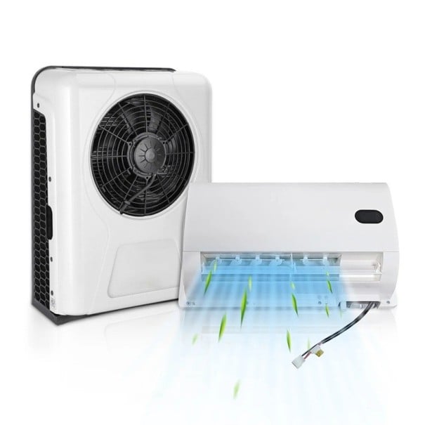 Automobilová klimatizace 12 V Split systém 10500 BTU Vnitřní jednotka 58 x 19 x 34 cm ABS a PC Bílá Do kabiny kamionu i obytného vozu 1