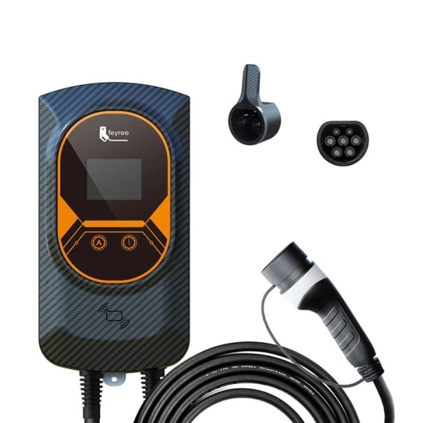 Autonabíječka Type 2 7.6 kW 32A 1fázová IEC 62196-2 RFID WiFi karbonová černo-oranžová pro nabíjení elektromobilu doma 1