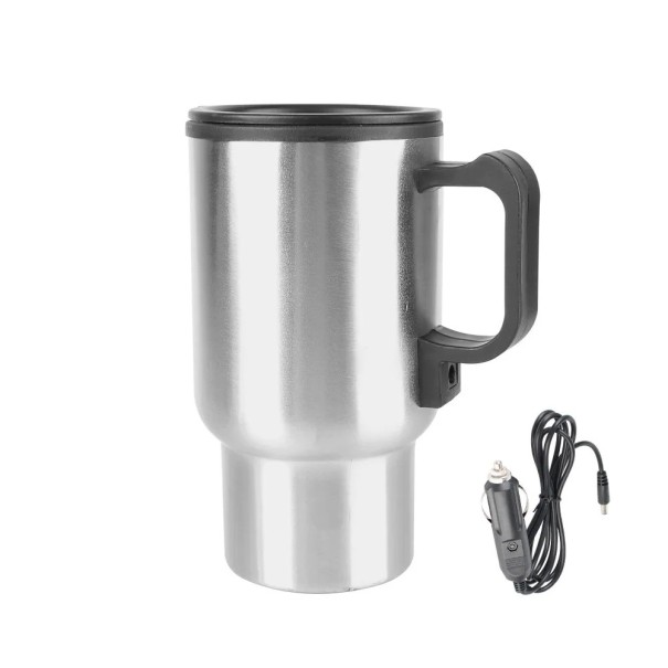Autós melegítő bögre 12V 450 ml 65 °C Rozsdamentes acél 300 W Cigarette lighter 9 x 16 cm Utazó elektromos vízforraló 1