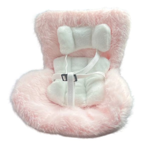 Autosedaça para bonecas 17 cm Mini cadeira de pelúcia Várias cores Decoração adorável para o tablier do carro Adorno original rosa
