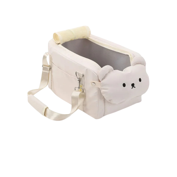 Autosedačka für Hunde und Katzen 43 x 25 x 22,5 cm mit Sicherheitsgurten und niedlichem Design, ideal für kleine und mittelgroße Tiere 1