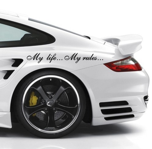 Autosticker &quot;Mijn leven... Mijn regels...&quot; zwart