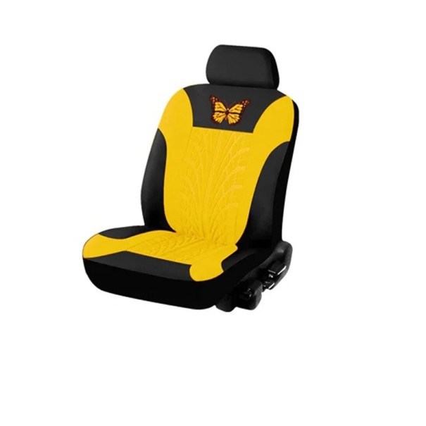 Autostoelhoes vooraan, 1 stuk, bandenontwerp met strik, beschermende autostoelhoes van polyester, stijlvol patroon, gemakkelijk te onderhouden geel
