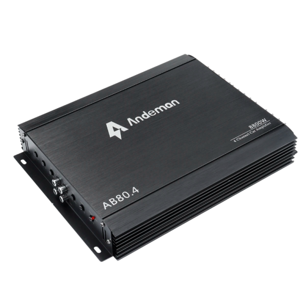 Autozesilovač Andeman AB80.4 4kanálový 8800 W (max) 12 V 27,6 x 20,6 x 4 cm hliníkový čierny pre reproduktory a pasívny subwoofer v aute 1