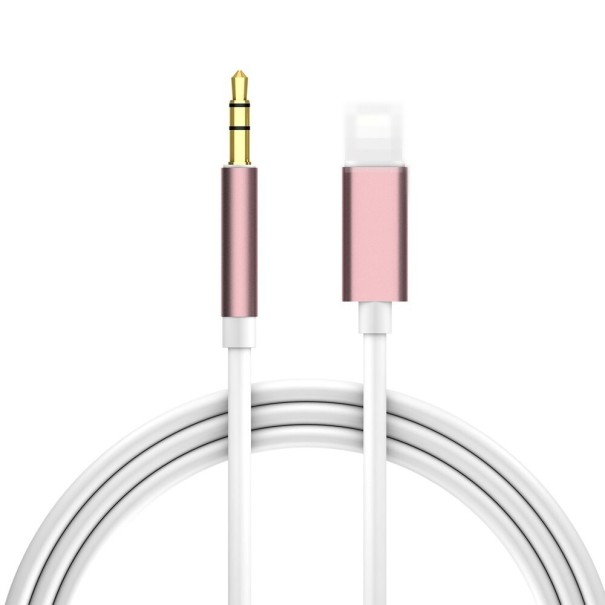 AUX-kabel voor Apple Lightning naar 3,5 mm jack K100 roze