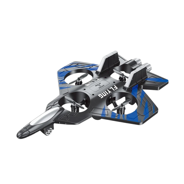 Avião RC em espuma resistente 18 cm x 25,5 cm x 5,2 cm com controlo remoto, luzes e funções acrobáticas para pilotos iniciantes azul