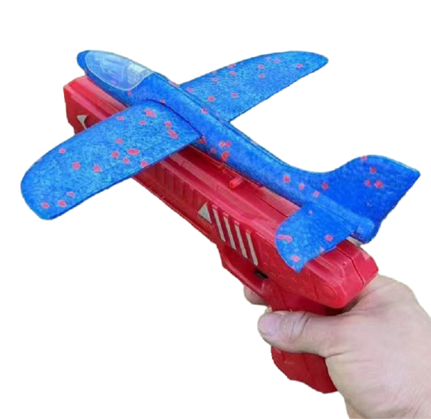 Avion de împușcare cu pistol Avion din spumă cu lansator Pistol din plastic pentru copii Jucărie de exterior pentru copii 34 cm roșu