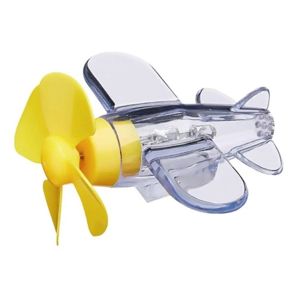 Avión LED transparente con turbina eólica y hélice giratoria Decoración luminosa para motocicleta, auto o casco amarillo