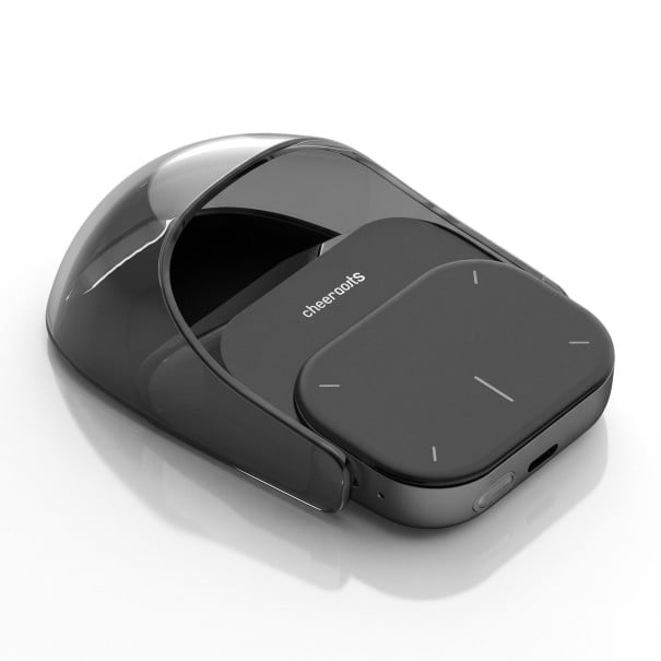 Avtagbar trådlös mus med touchpad, AI-version, laserpekare, röstinspelning, 450 mAh, Bluetooth 5.0, för presentationer och kontor svart