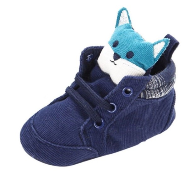 Babapuhatalpú cipő rókával kék 6-12 hónap