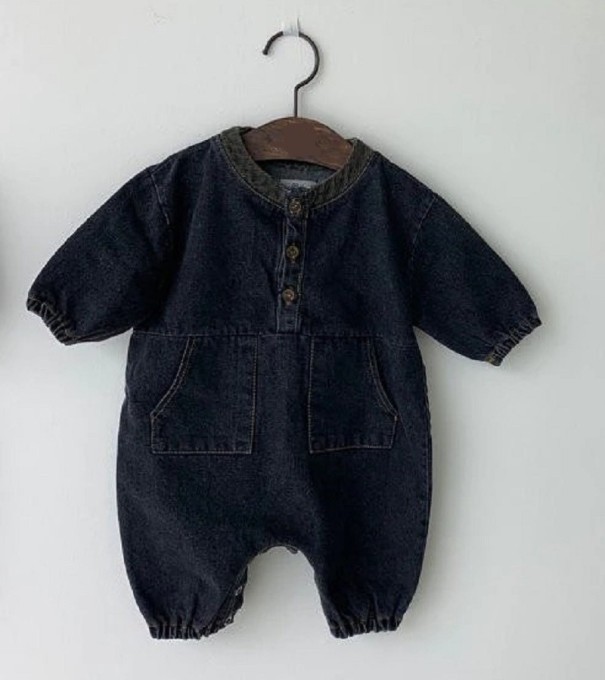 Baby denim overalls T2643 sort 12-24 måneder