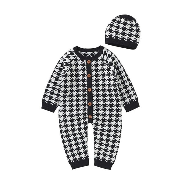 Baby heldragt med hue T2696 sort 0-3 måneder