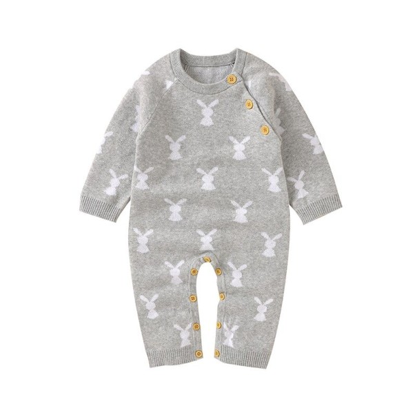 Baby heldragt med kaniner T2605 grå 0-3 måneder