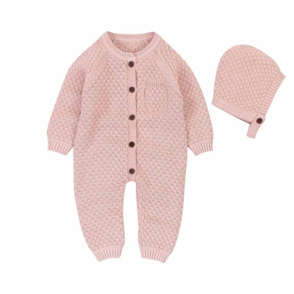 Baby jumpsuit med hatt T2584 ljusrosa 12-18 månader