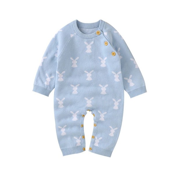 Baby jumpsuit med kaniner T2605 ljusblå 3-6 månader