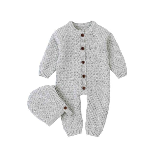 Baby jumpsuit met hoedje T2584 grijs 12-18 maanden