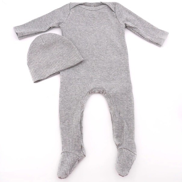 Baby jumpsuit met hoedje T2678 grijs 0-3 maanden