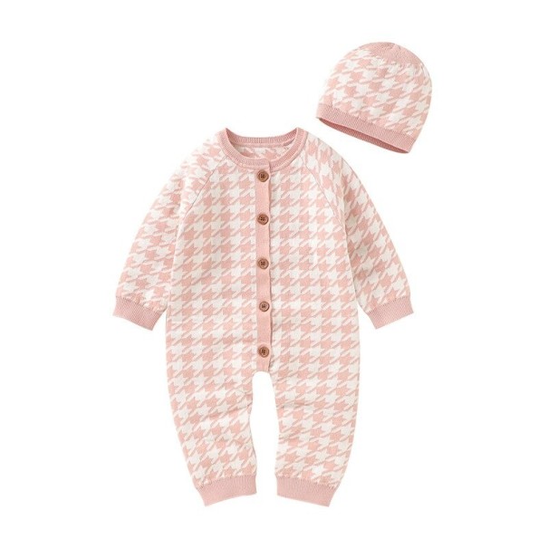 Baby jumpsuit met hoedje T2696 roze 6-12 maanden