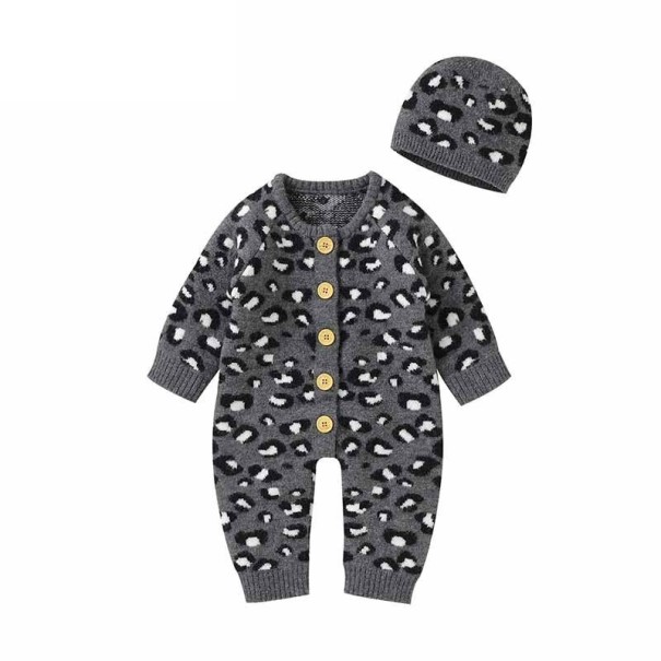 Baby jumpsuit met hoedje T2705 donkergrijs 3-6 maanden
