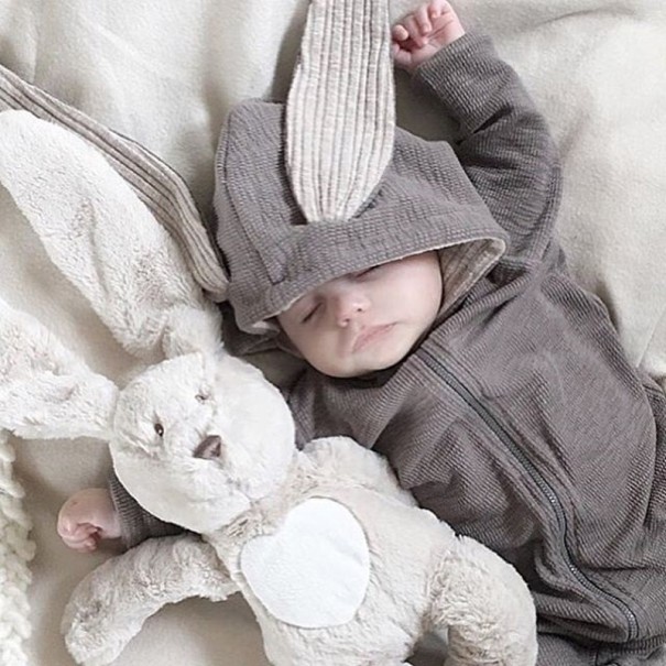 Baby jumpsuit met konijnenoren - Grijs