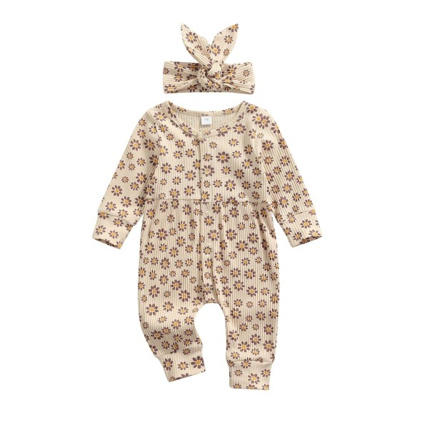 Baby-Mädchen-Overall mit Stirnband T2737 0-6 Monate