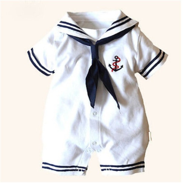 Baby matrozen jumpsuit - Wit 3-6 maanden