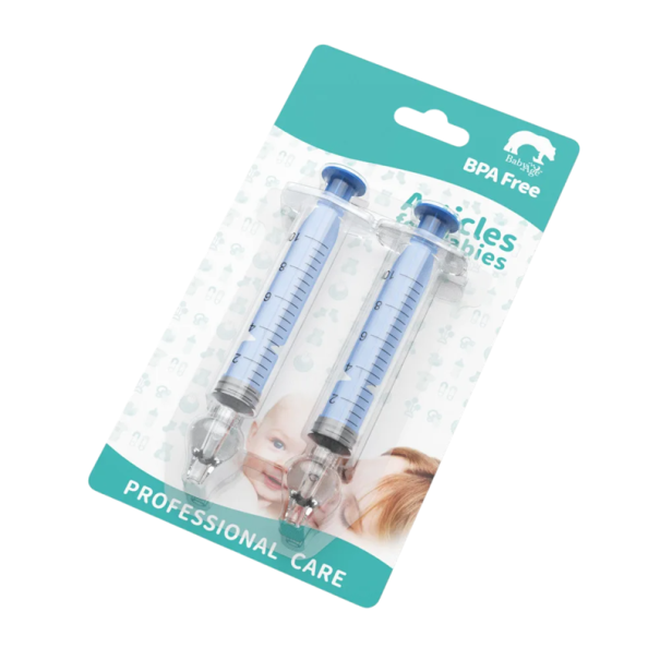 Baby næsesuger 2 stk. 10 ml silikonesprøjte 12 cm slimsuger silikone + PP blødt materiale nem at rengøre babypleje blå