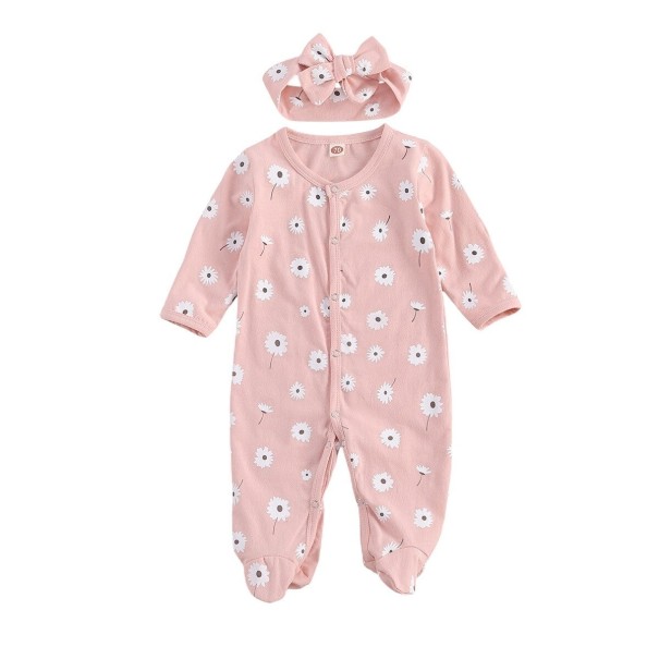 Baby-Overall für Mädchen mit Stirnband T2728 rosa 6-9 Monate