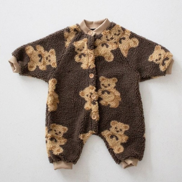 Baby overall met beren T2632 bruin 9-12 maanden