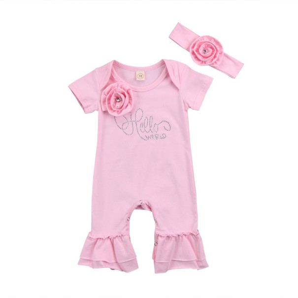Baby pige heldragt med pandebånd - pink T2606 6-12 måneder