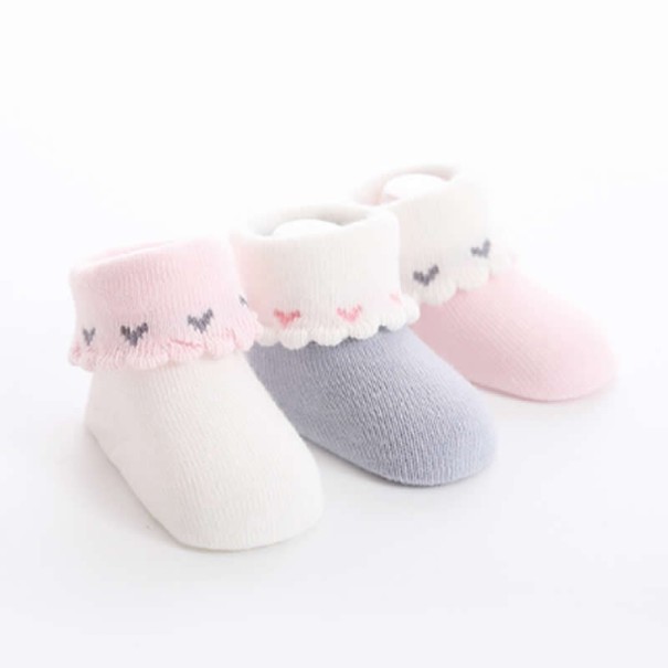 Baby Socks with Hearts - 3 Pairs 0-3 months B