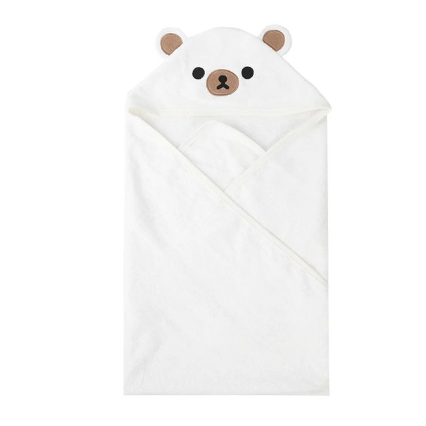 Baby Swaddle with Hood 80 x 80 cm Soft Fleece Towel for Baby with Ears and Teddy Bear Baby Blanket for Boys and Girls brown