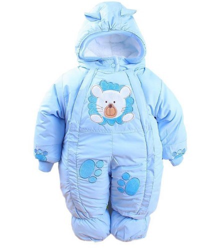 Baby-Winteroverall mit Teddybär J2549 blau 9-12 Monate