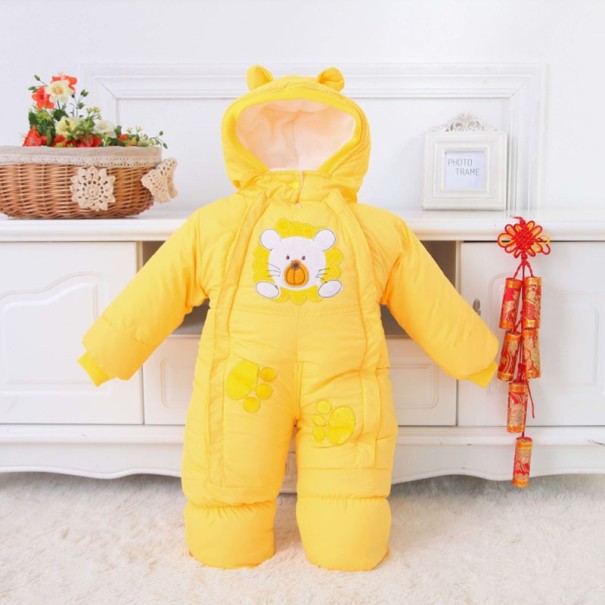Baby-Winteroverall mit Teddybär J2549 gelb 3-6 Monate