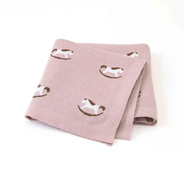 Babydeken met schommelpaard oudroze