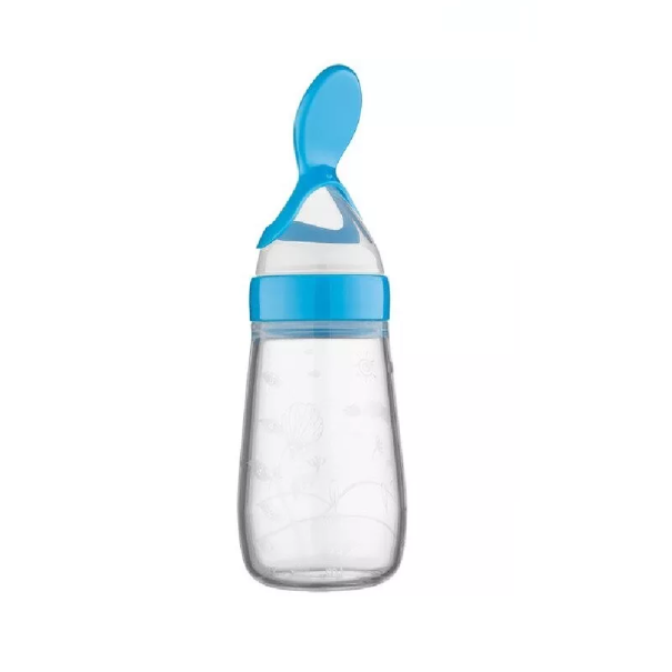 Babyflasche mit Löffel 18 x 5,5 cm blau