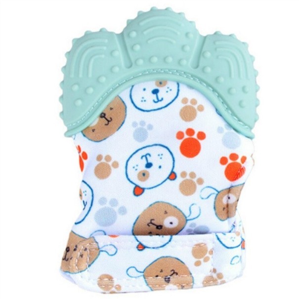Babyhandschoenen met bijtring lichtblauw 2