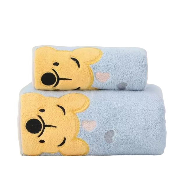 Babyhandtuch mit Teddybär-Aufdruck Weiches Handtuch für Kinder Babyhandtuch mit Teddybär-Aufdruck Weiches Handtuch 70 x 140 cm blau