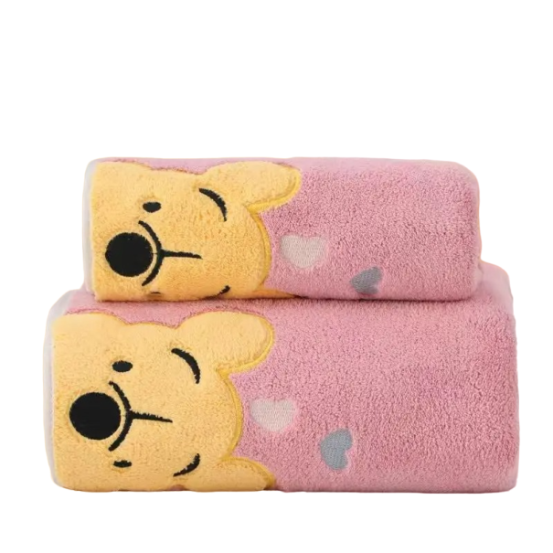 Babyhandtuch mit Teddybär-Aufdruck Weiches Handtuch für Kinder Babyhandtuch mit Teddybär-Aufdruck Weiches Handtuch 70 x 140 cm rosa