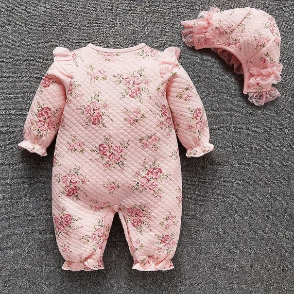 Babymeisjes jumpsuit met hoed T2607