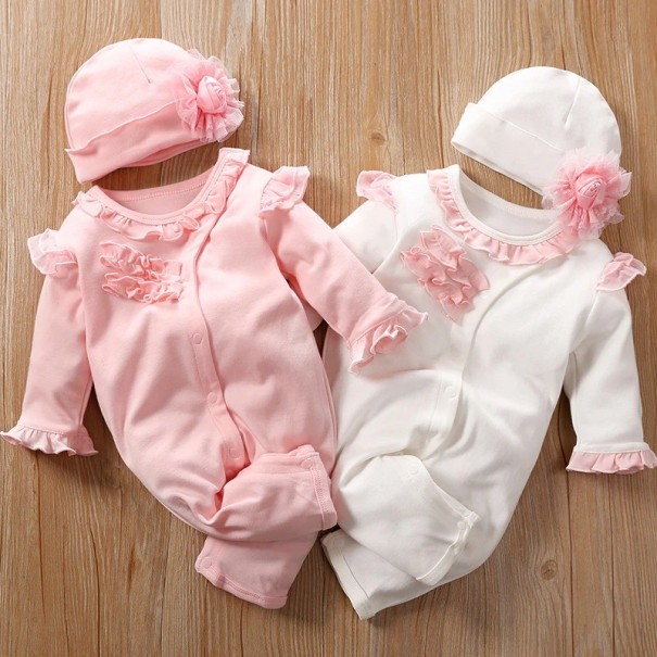 Babymeisjes jumpsuit met hoed T2674