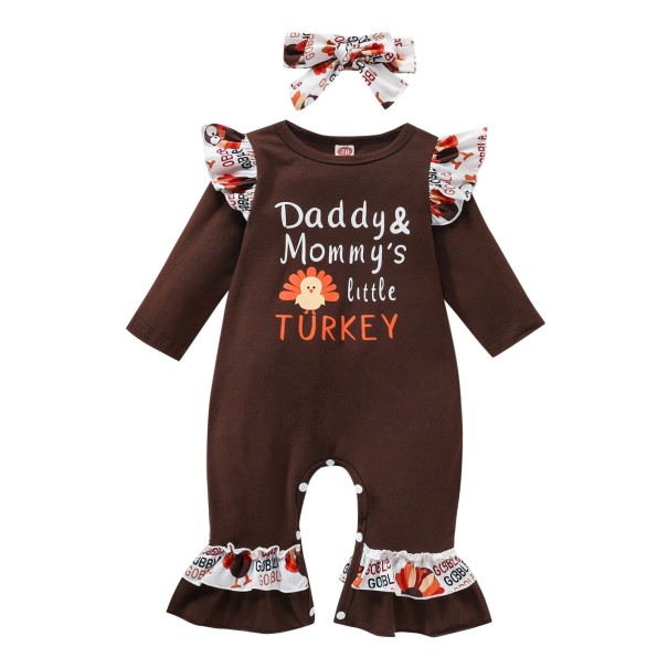 Babymeisjes jumpsuit met hoofdband T2697 0-3 maanden