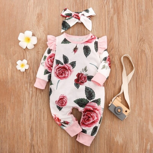 Babymeisjes jumpsuit met hoofdband T2711 9-12 maanden