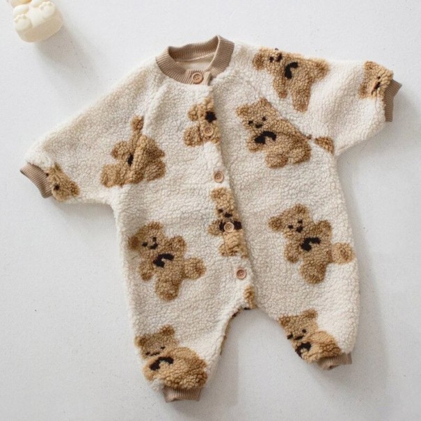 Babyoverall med björnar T2632 krämfärgad 9-12 månader