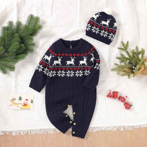 Babyoverall mit Weihnachtsmotiv T2621 dunkelblau 0-3 Monate