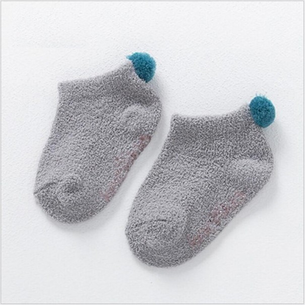 Babysocken mit Bommel grau 3-6 Monate