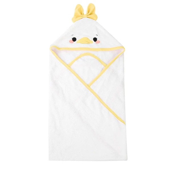 Babysvøb med hætte 80 x 80 cm Fleece babyhåndklæde med andemotiv Babytæppe til drenge og piger 1