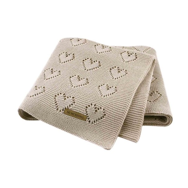 Babytæppe med hjerter khaki