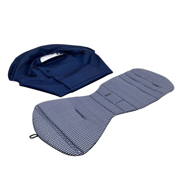 Babyzen YOYO Stroller Cushion and Sunshade Blue Set with White Pattern Sun Protection and Comfort for Baby 1